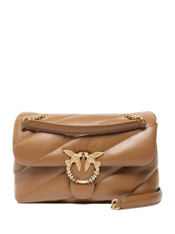 Borsa a tracolla media Love Bag Puff in nappa trapuntata con fibbia gioiello