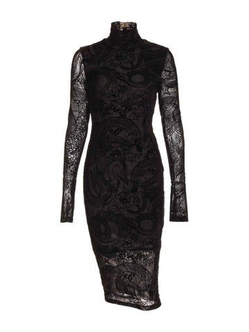 Abito Midi in Tulle Stampa Floreale