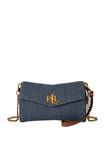 Borsa a tracolla da polso in denim con chiusura a girello