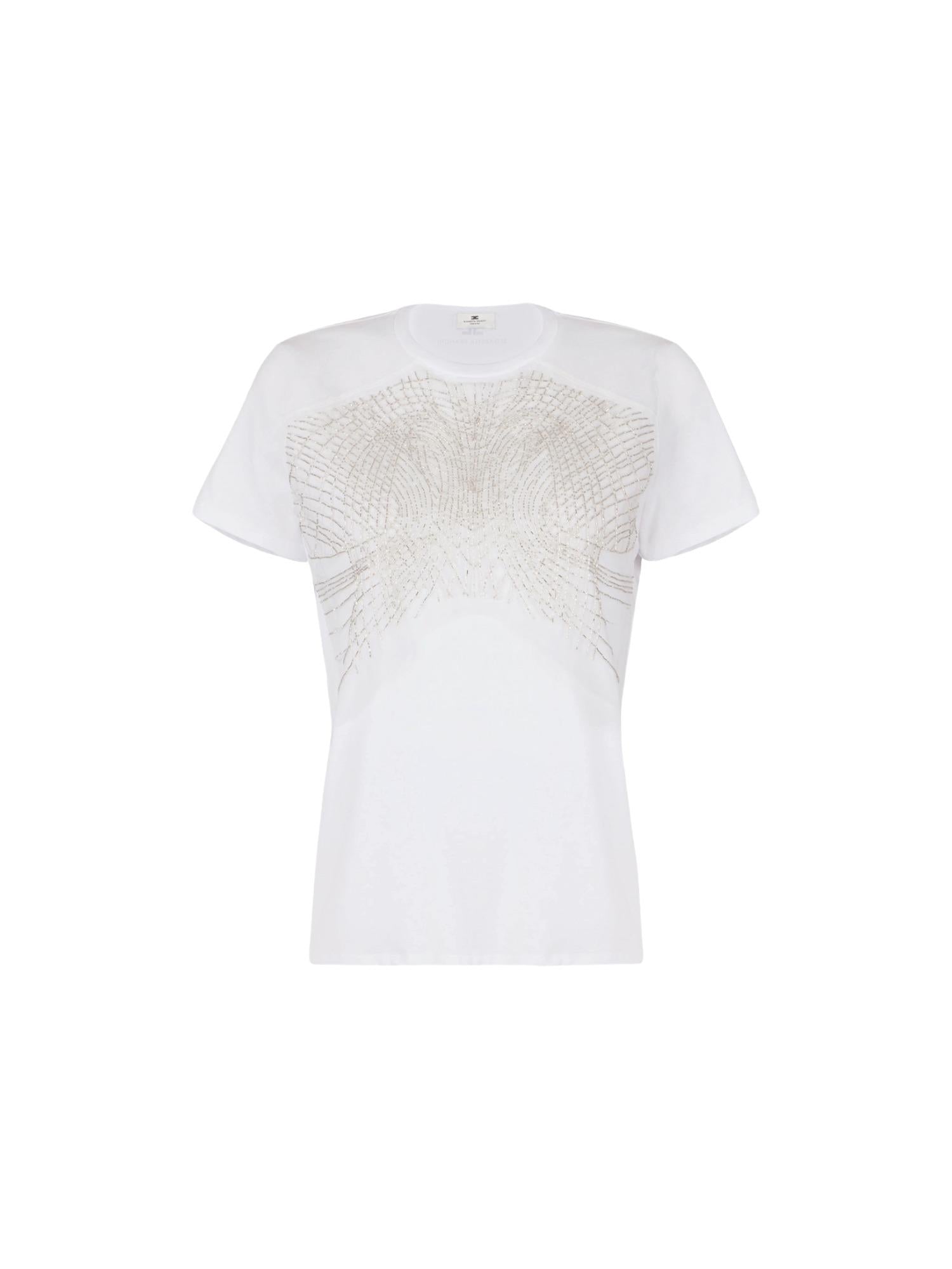 Elisabetta Franchi T-shirt con cristalli ricamati