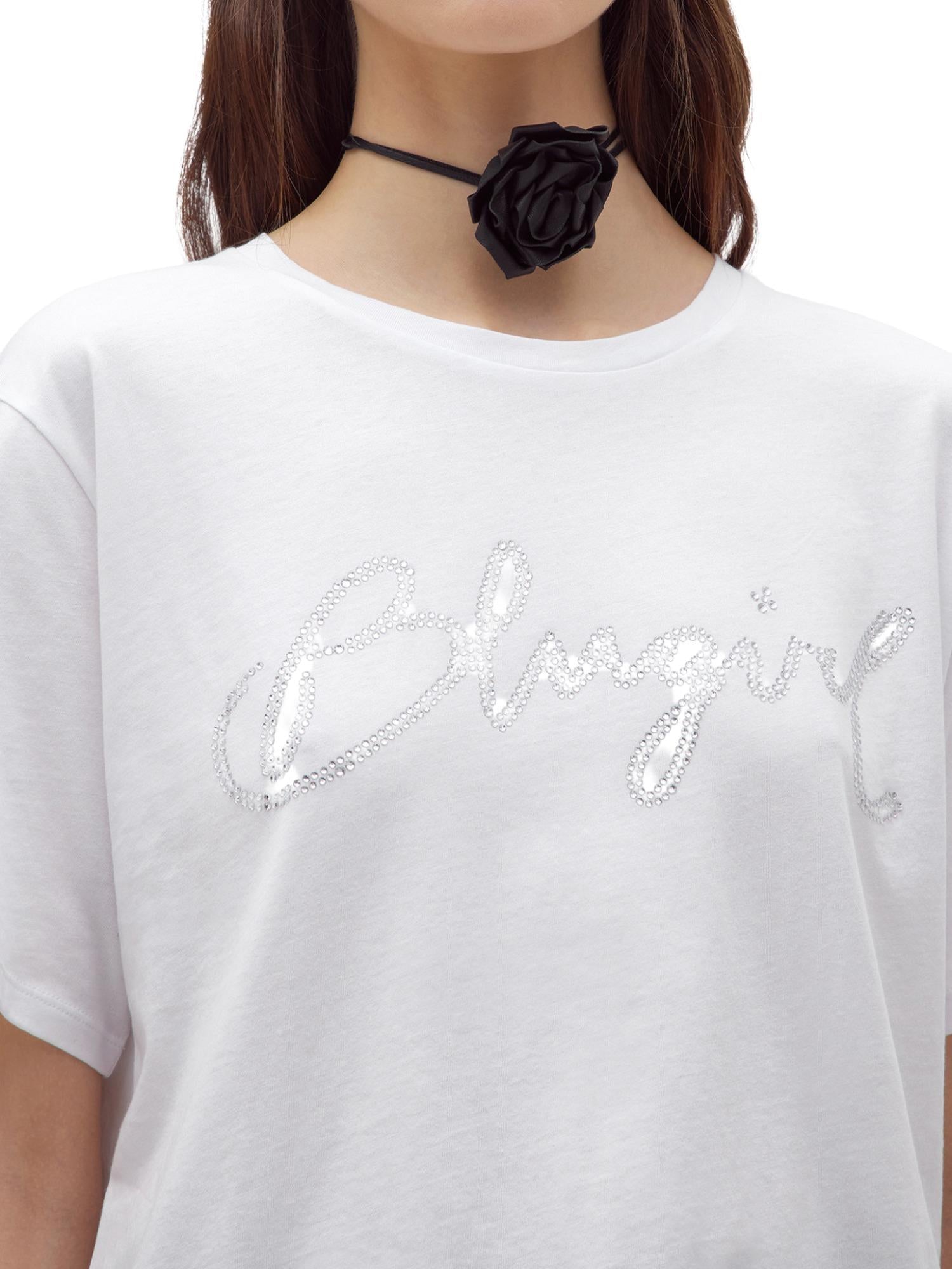 Blugirl T-shirt con logo in strass