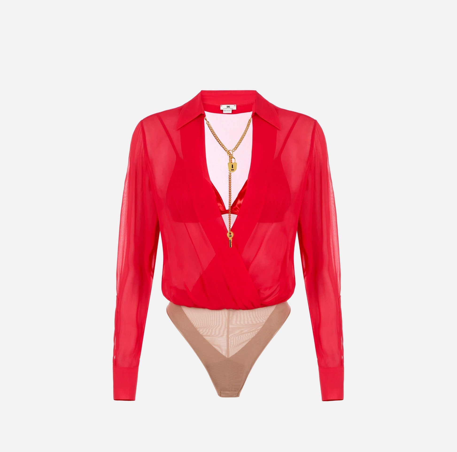 Body in georgette con catena gioiello