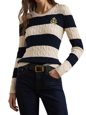 Lauren Ralph Lauren Maglia a trecce e righe Montiva