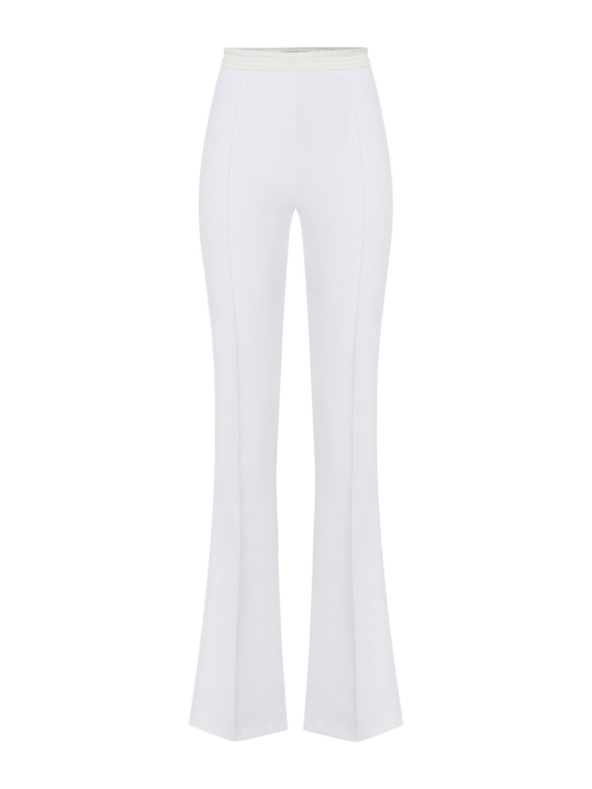 Pantaloni in doppio crêpe stretch e raso