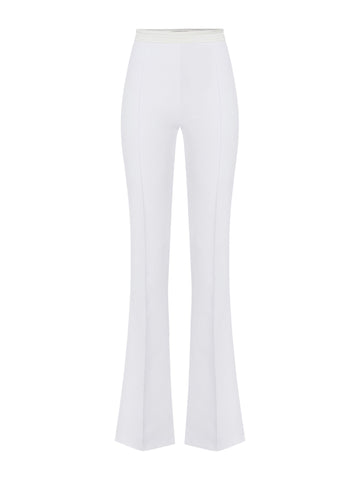 Pantaloni in doppio crêpe stretch e raso