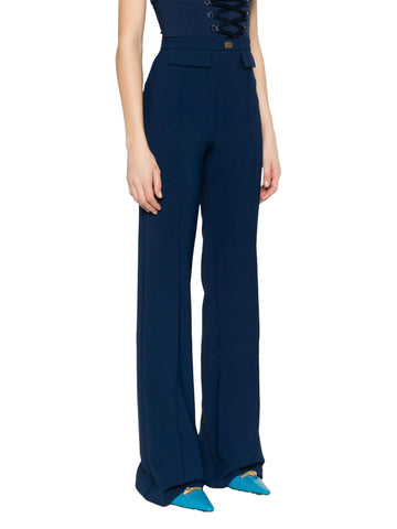 Elisabetta Franchi Pantalone wide con placca logo
