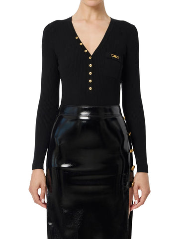 Elisabetta Franchi Maglia a costine con taschino