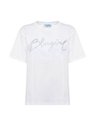 Blugirl T-shirt con logo in strass