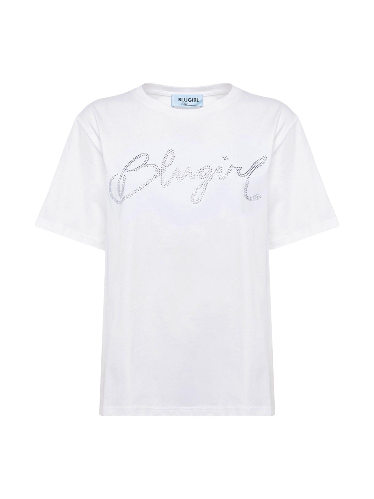 Blugirl T-shirt con logo in strass