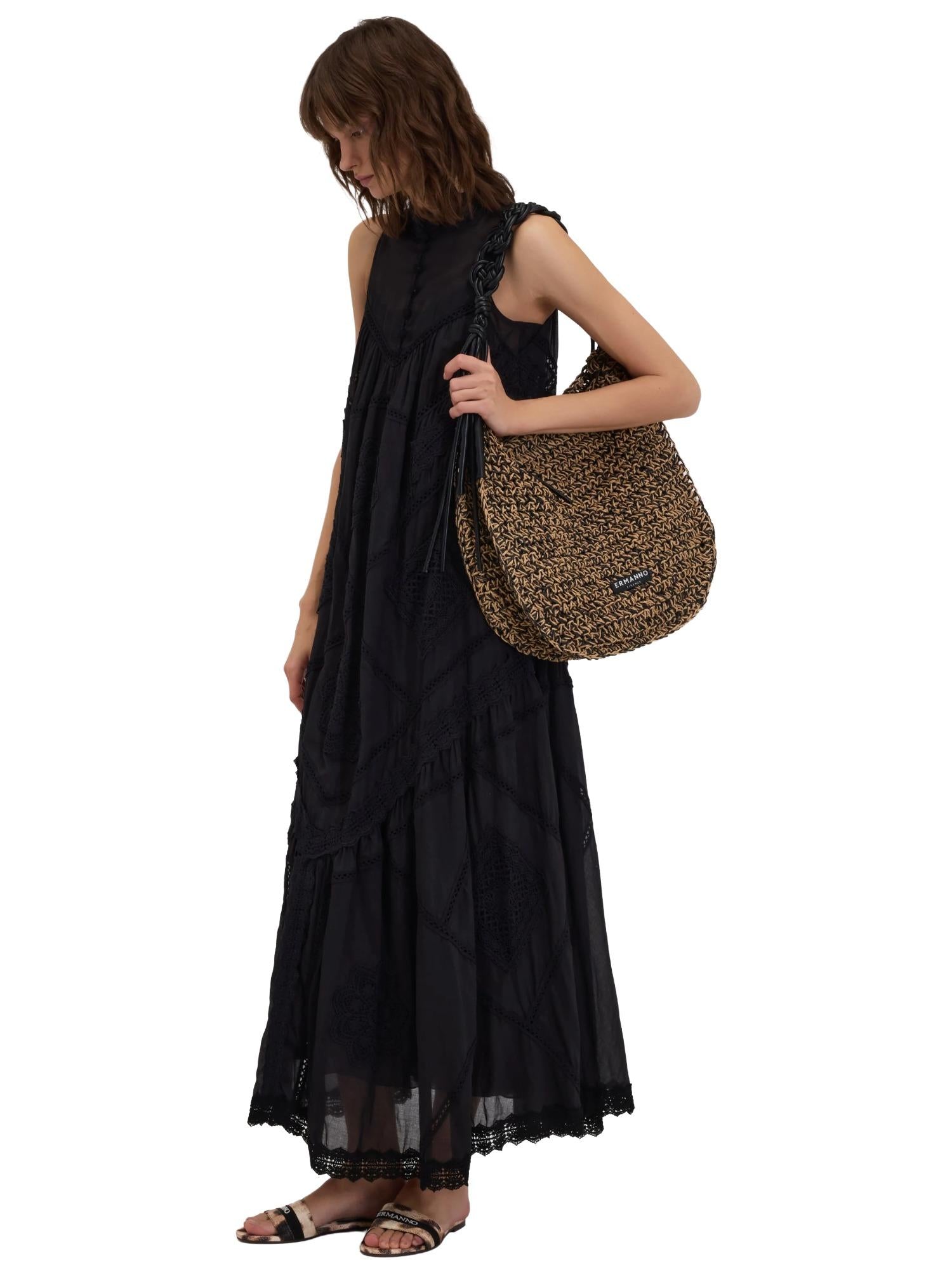 Ermanno Firenze Abito lungo con ricami patchwork