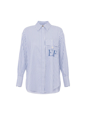 Elisabetta Franchi Camicia a righe con taschino logato