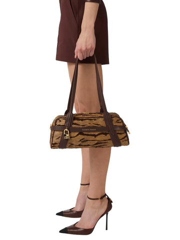 Elisabetta Franchi Borsa bauletto con stampa tigre