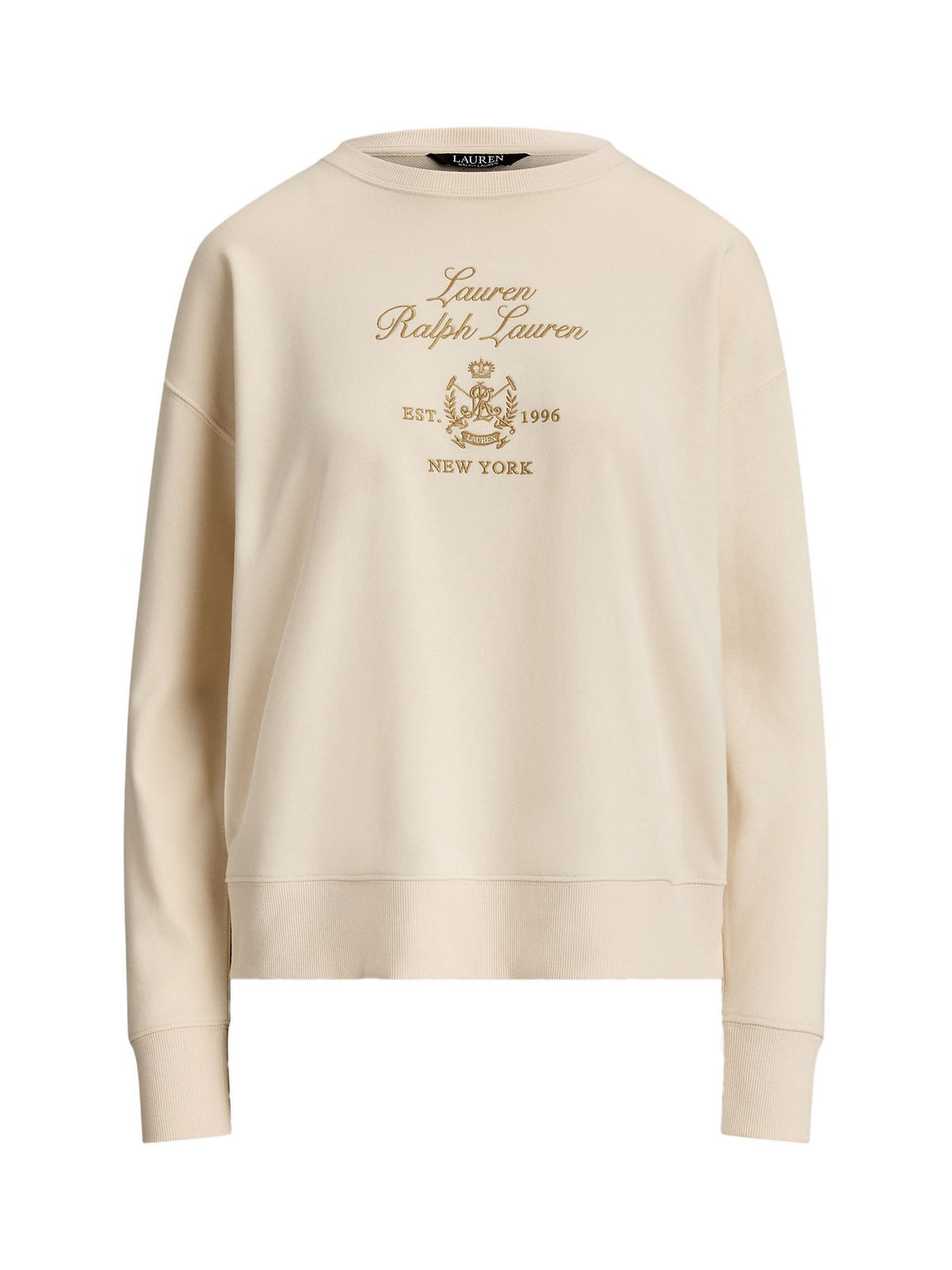 Maglione in spugna francese con stemma ricamato