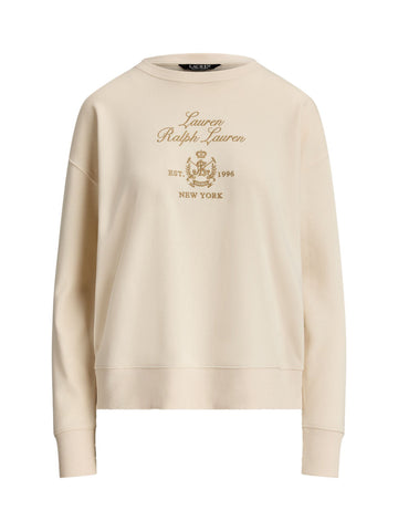 Maglione in spugna francese con stemma ricamato