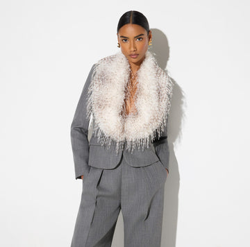 Giacca in lana con collo effetto pelliccia