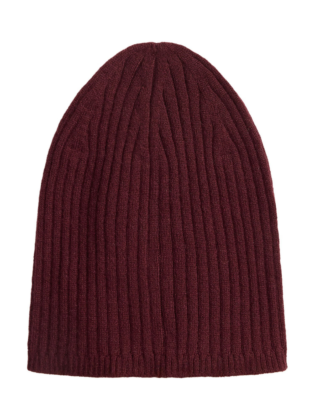 Berretto in cashmere a coste con logo ricamato