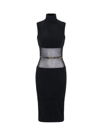 Elisabetta Franchi Abito effetto pelo con cintura