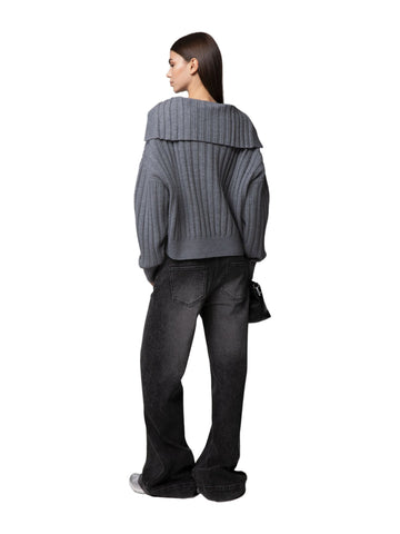 Maglia a Coste con Collo Marinaio