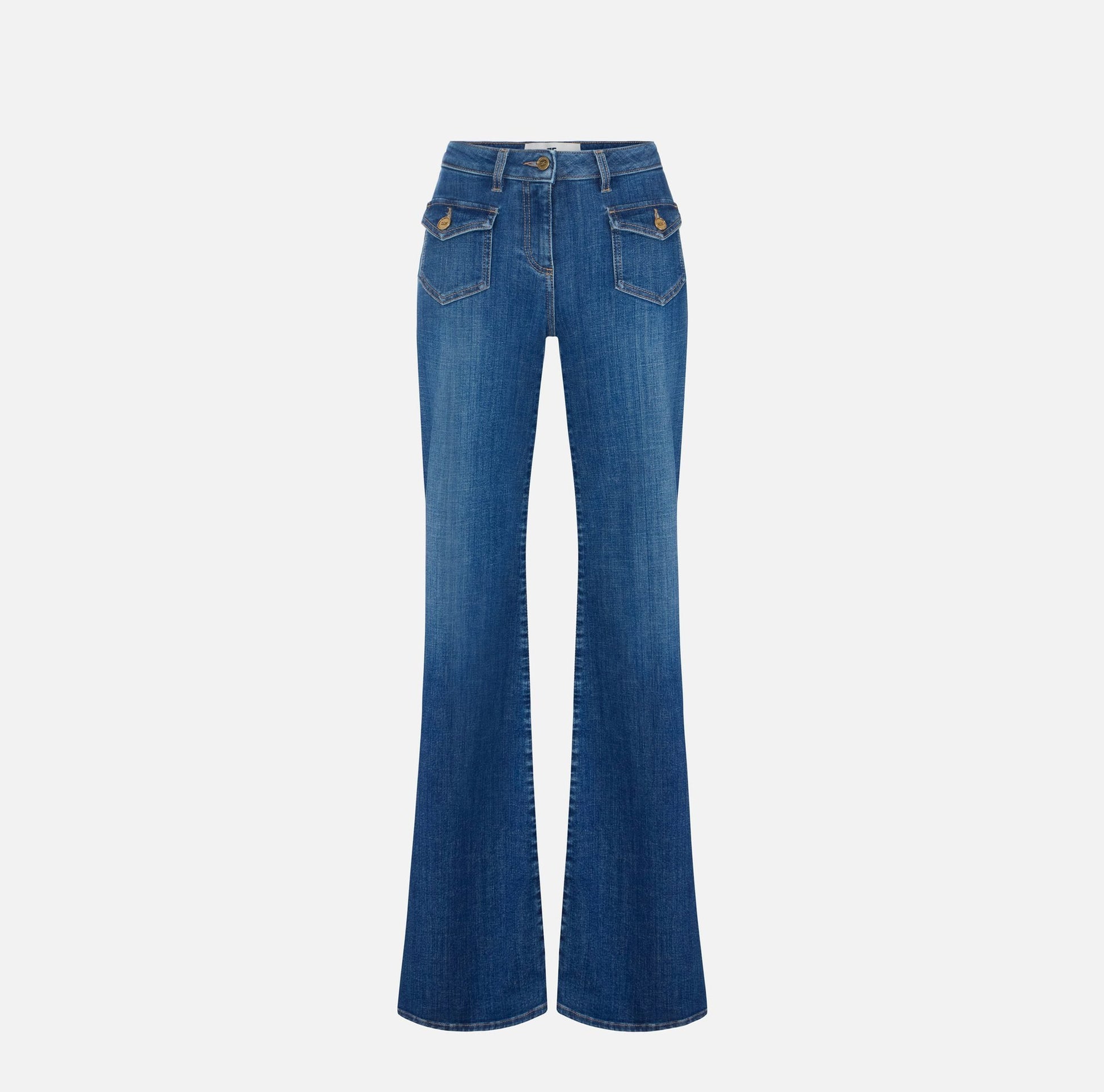 Jeans a zampa con taschini