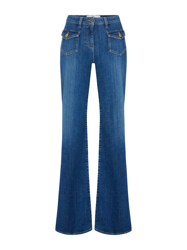 Jeans a zampa con taschini