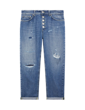 Dondup Jeans straight fit Koons con bottoni gioiello