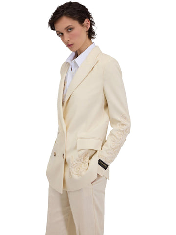 Ermanno Firenze Giacca doppiopetto con ricami cornely