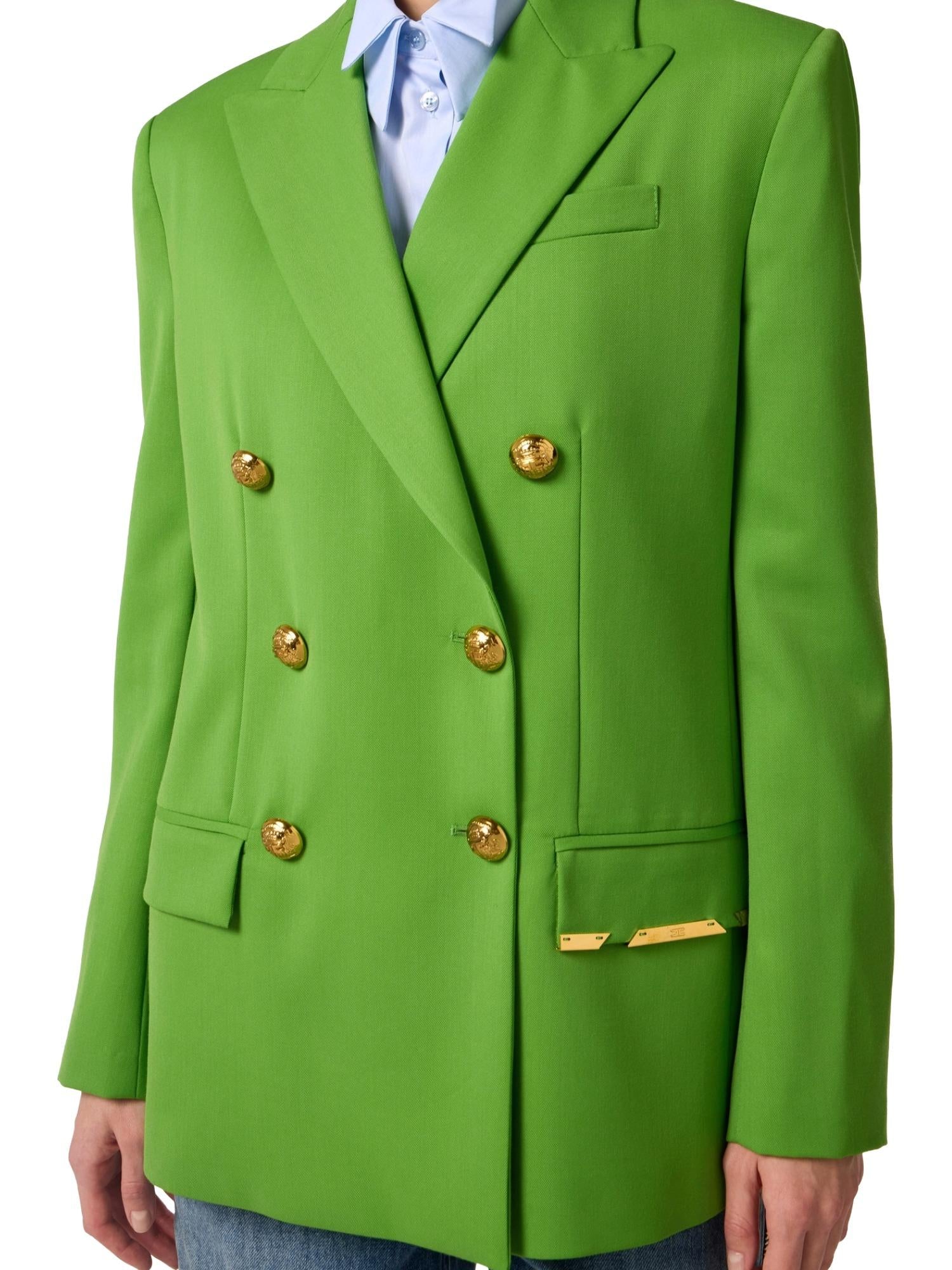 Elisabetta Franchi Giacca doppiopetto con placca gioiello