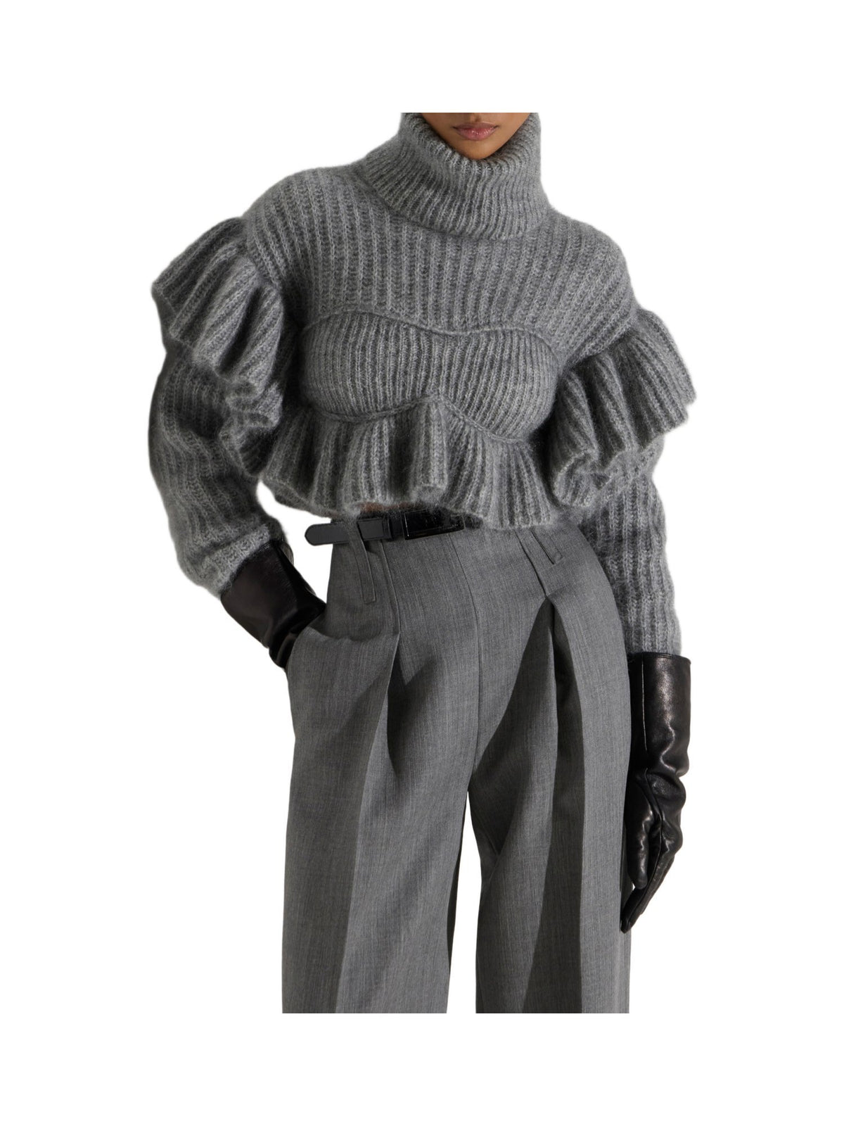 Pullover in maglia con ruches