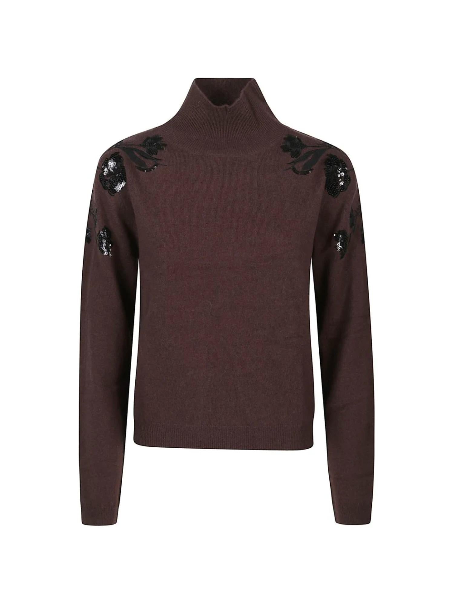 Ermanno Firenze Maglia a dolcevita con ricami floreali