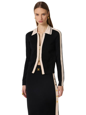 Elisabetta Franchi Giacca in maglia con bande a contrasto