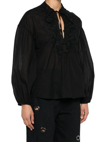 Ermanno Firenze Blusa con ricamo floreale