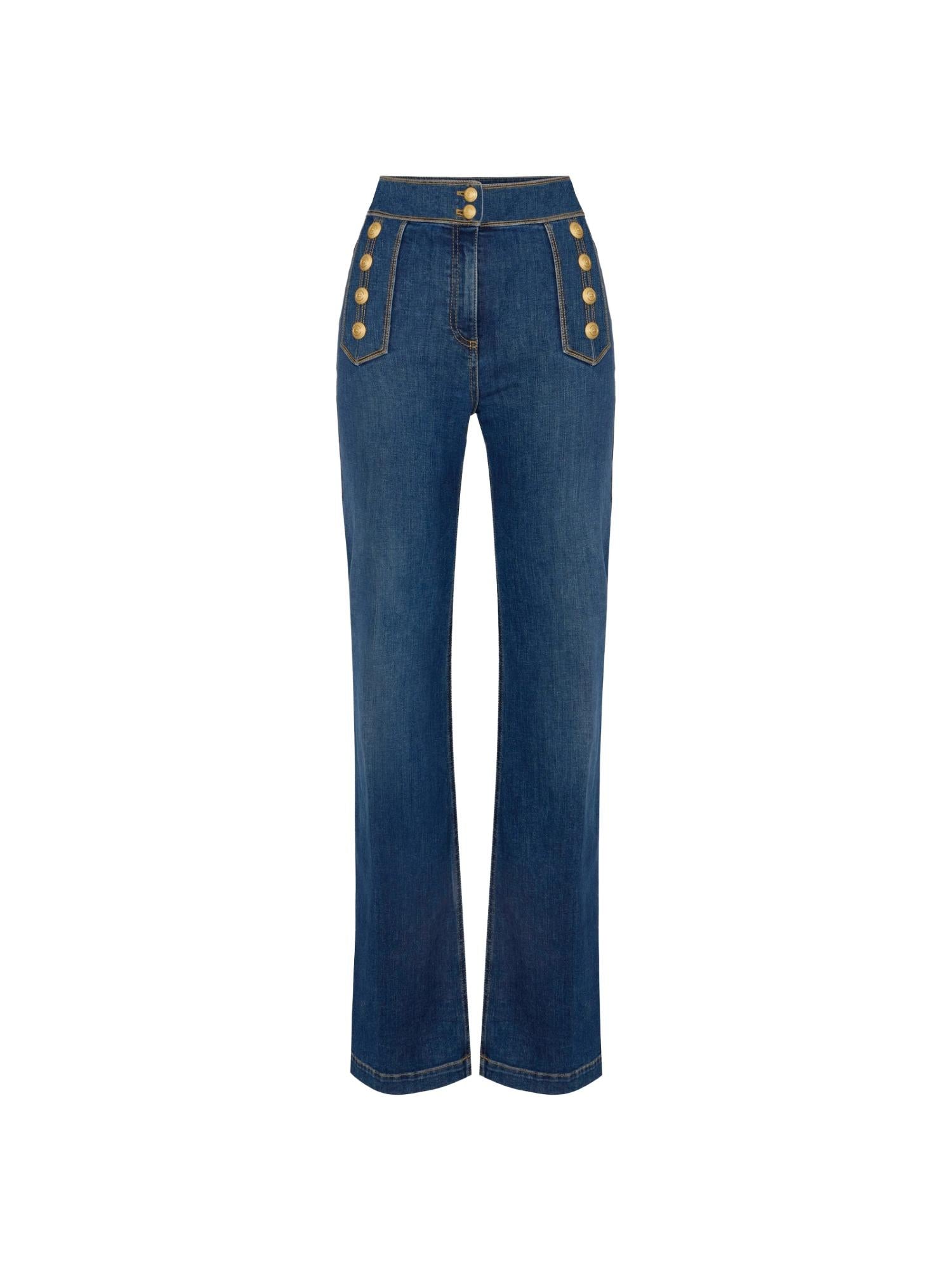 Elisabetta Franchi Jeans a palazzo con bottoni