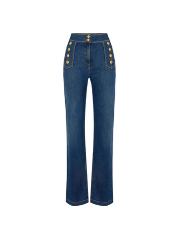 Elisabetta Franchi Jeans a palazzo con bottoni