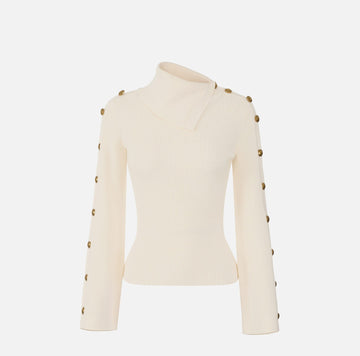 Pullover in maglia con bottoni gioiello