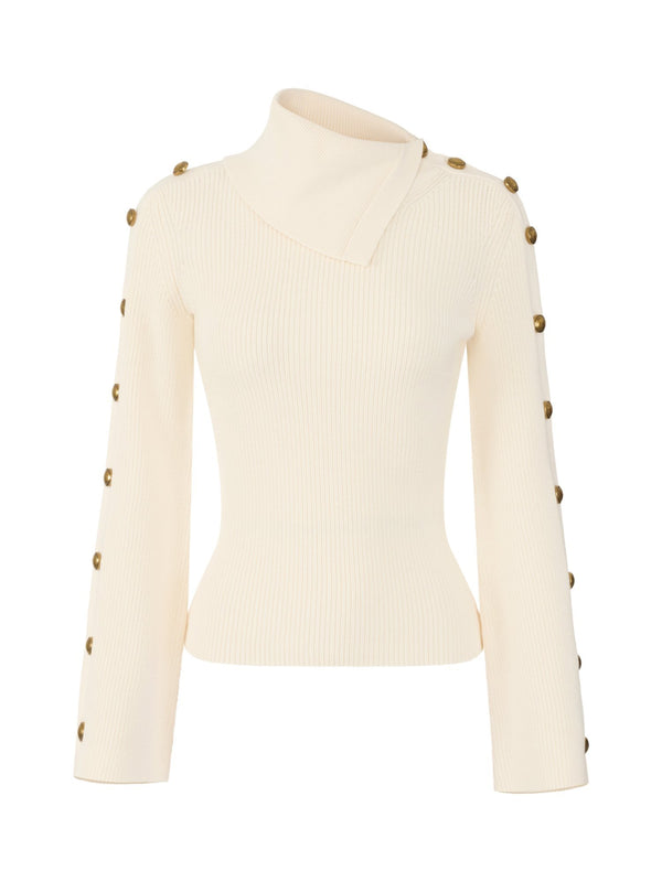 Pullover in maglia con bottoni gioiello
