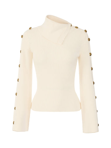 Pullover in maglia con bottoni gioiello