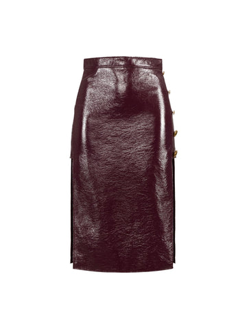 Elisabetta Franchi Gonna in vinile con bottoni gioiello