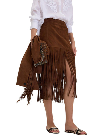Ermanno Firenze Gonna in suede con frange
