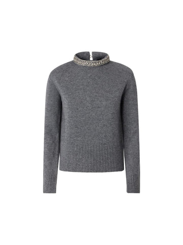 Maglia in misto lana con collo gioiello