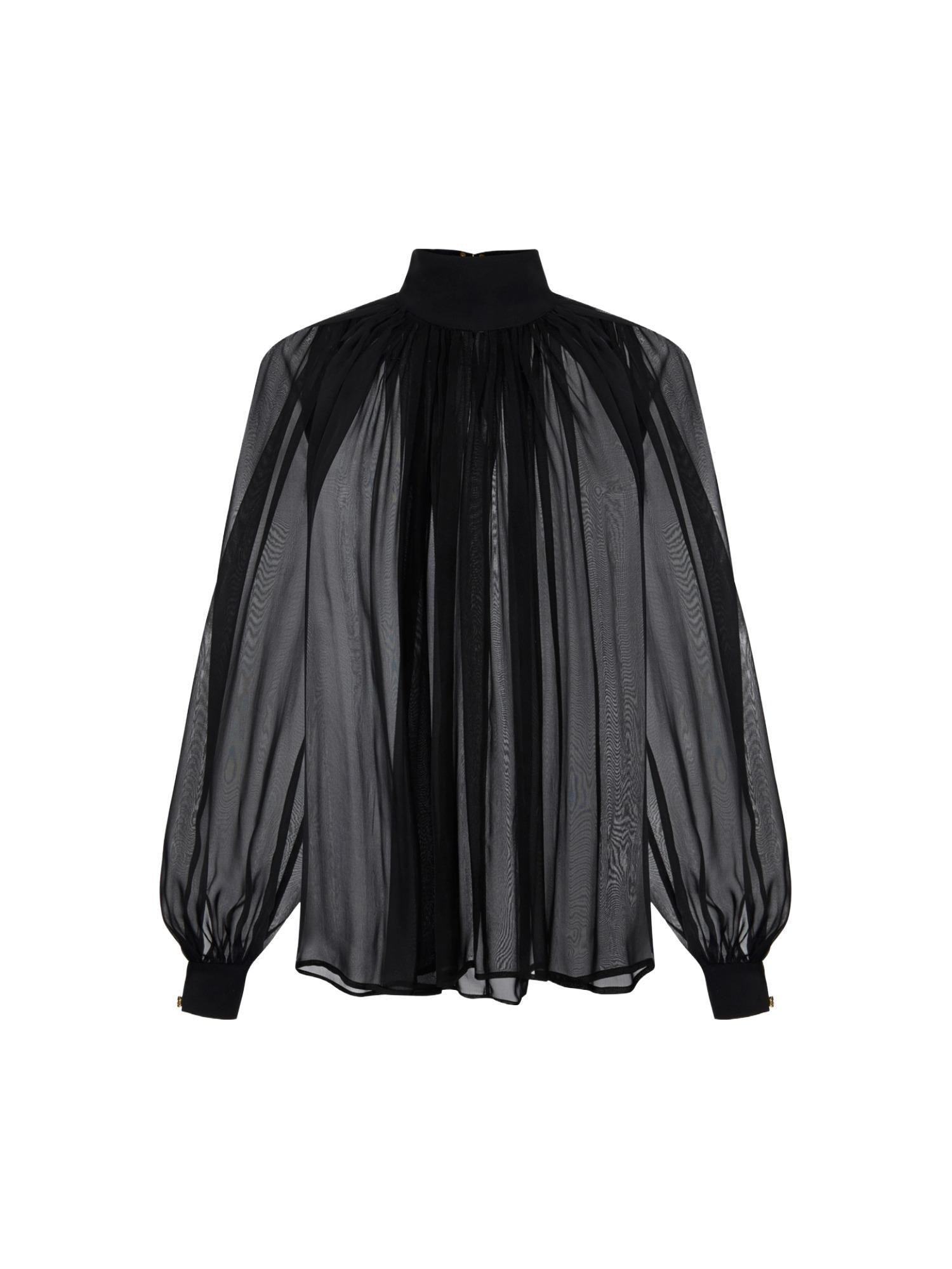 Elisabetta Franchi Blusa in voile con ganci gioiello