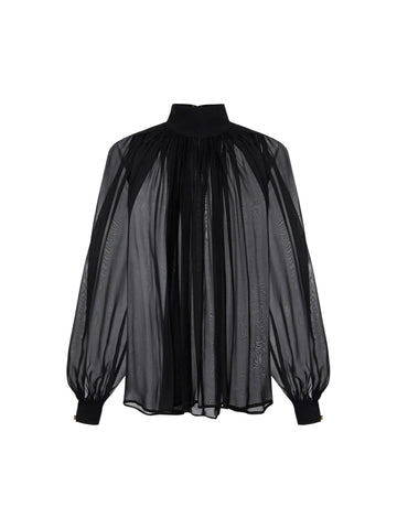 Elisabetta Franchi Blusa in voile con ganci gioiello
