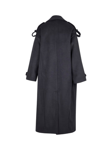 Cappotto Lungo Doppiopetto con Collo Bavero