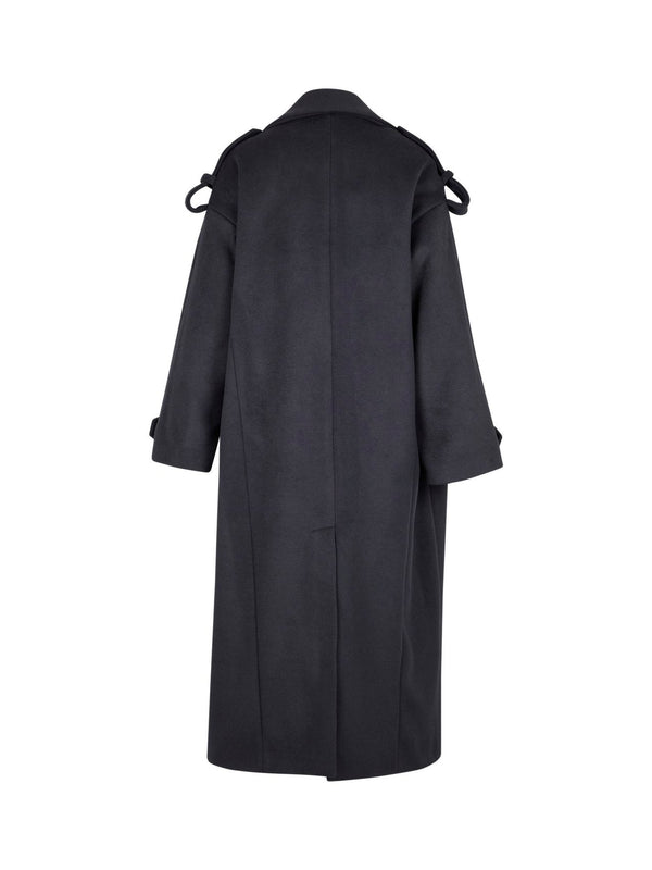 Cappotto Lungo Doppiopetto con Collo Bavero
