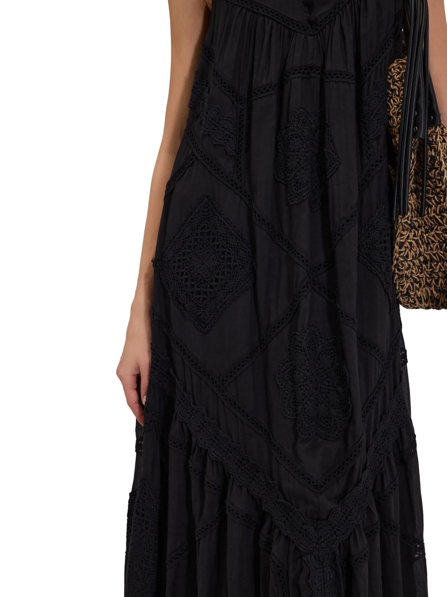 Ermanno Firenze Abito lungo con ricami patchwork