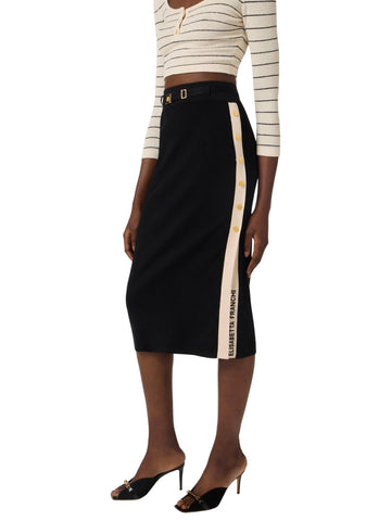 Elisabetta Franchi Gonna in maglia con bottoni oro