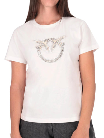 Pinko T-shirt con perle e cristalli Quentin