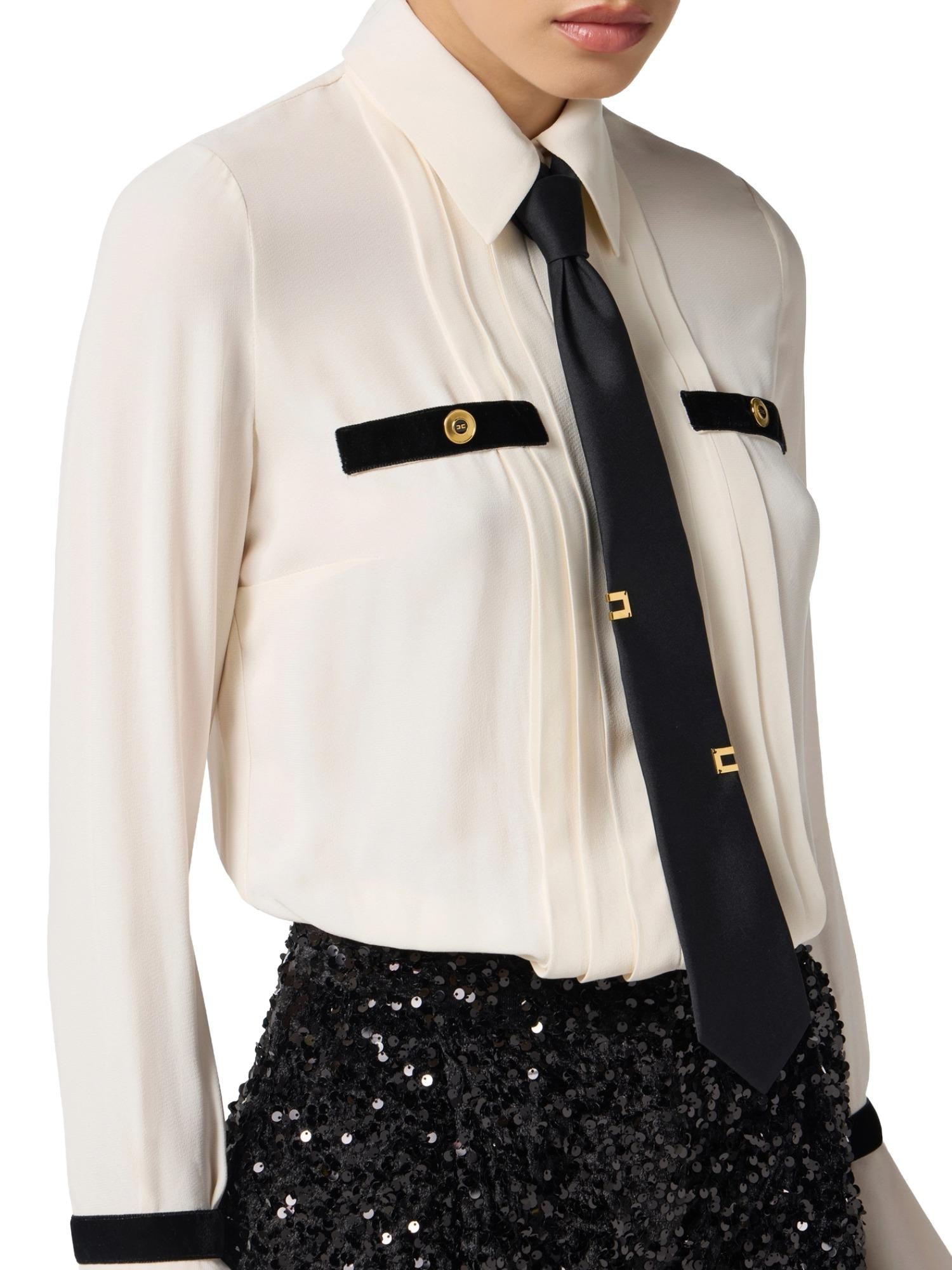 Elisabetta Franchi Tuta con cravatta e paillettes