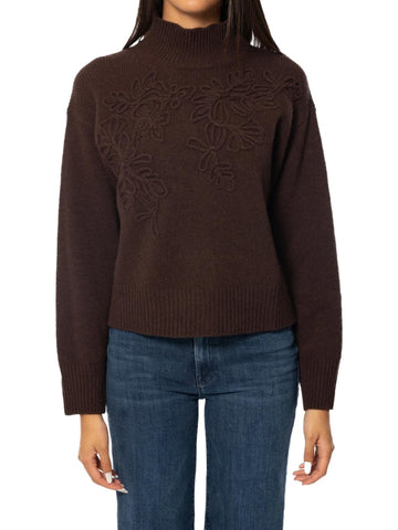 Ermanno Firenze Maglione in lana con ricamo floreale