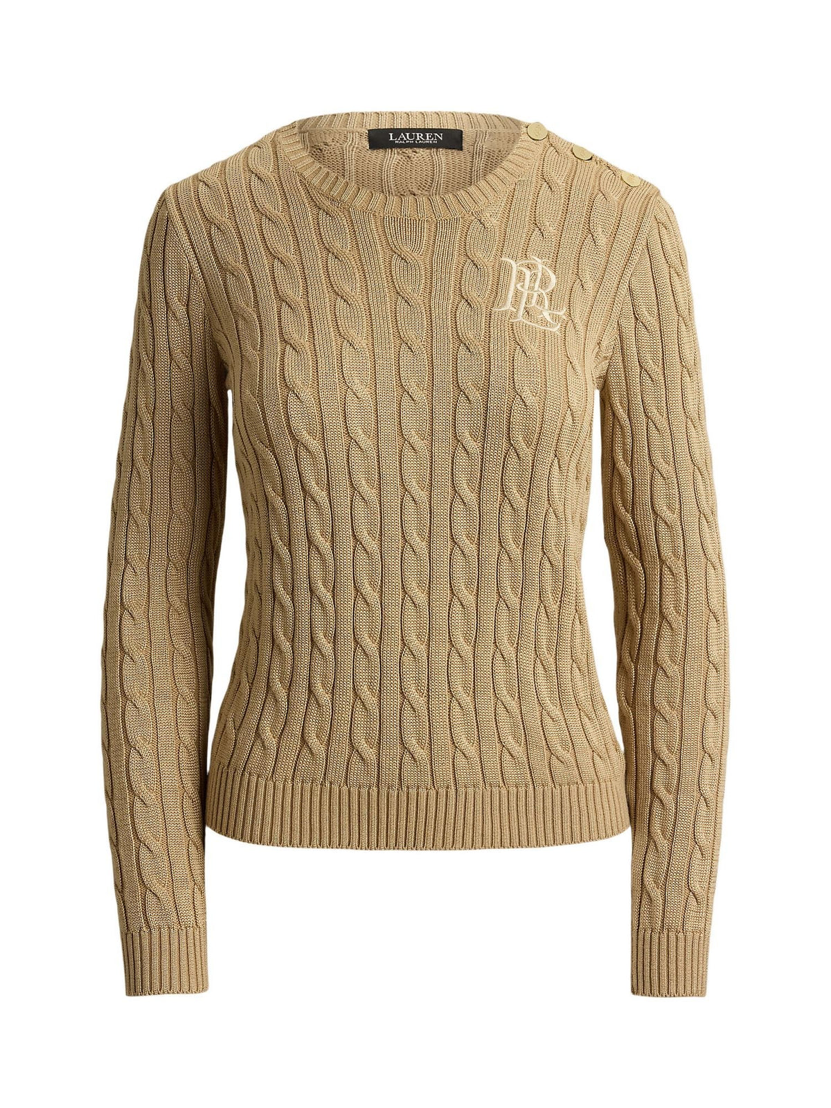 Maglione a trecce con rivestimento a bottoni