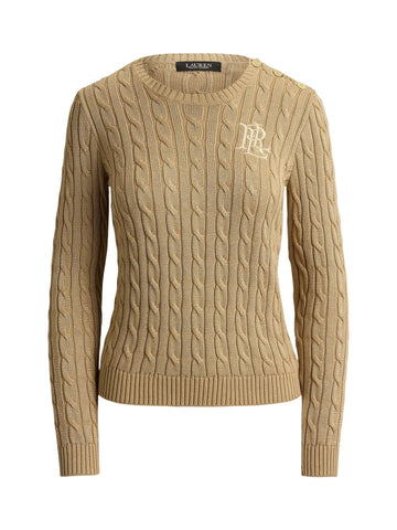 Maglione a trecce con rivestimento a bottoni